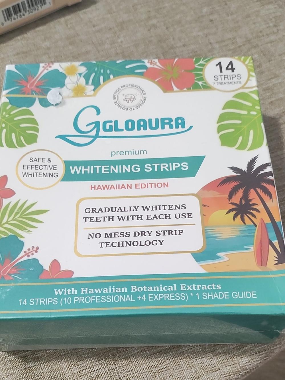 Gloaura Premium Whitening Strips - Hawaiian Edition - Teal & White
